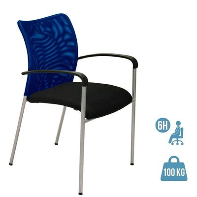 Chaise JULIA - avec accoudoirs - assise noire et dossier bleu