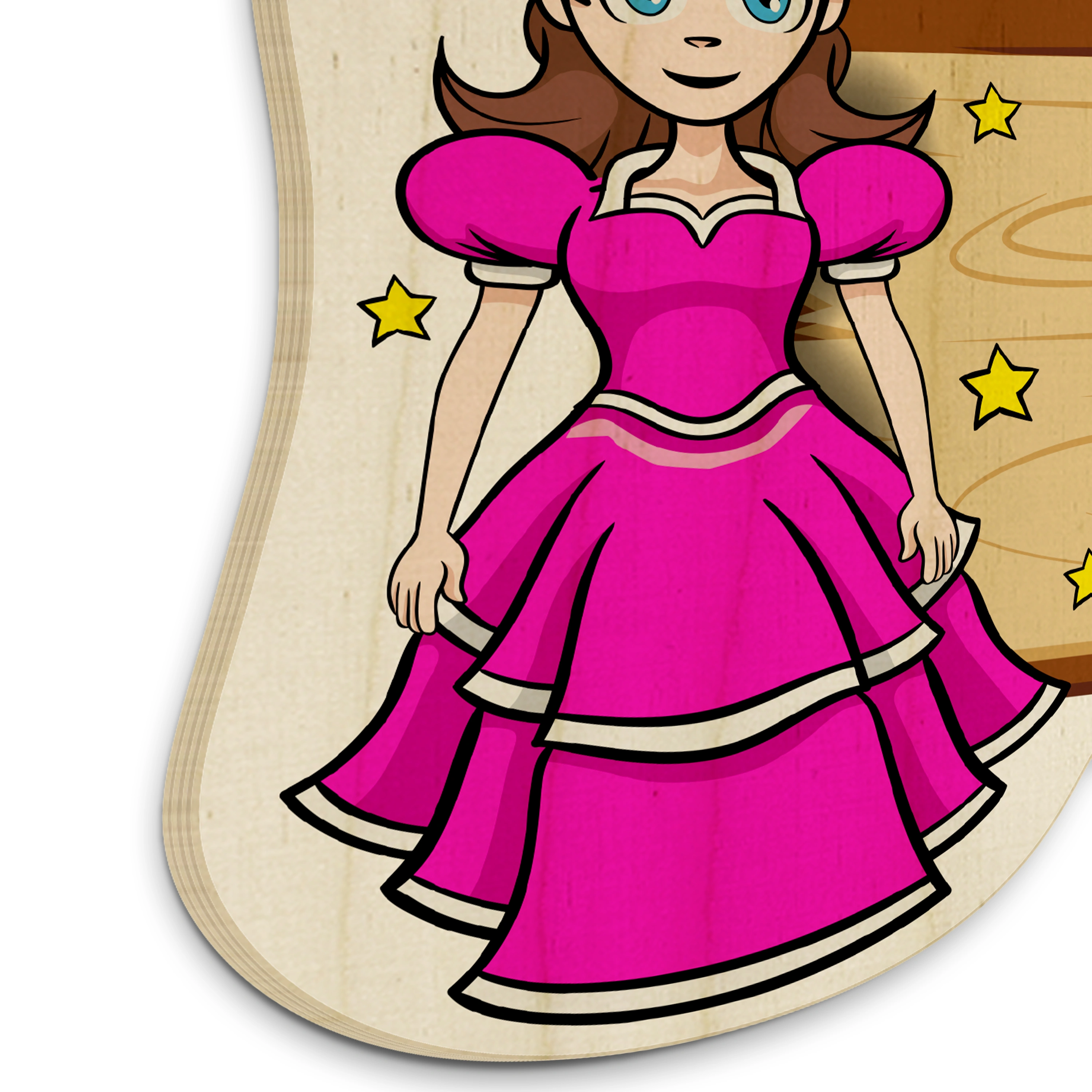 Personalisiertes Holz-Türschild mit Namen (Motiv: Prinzessin)