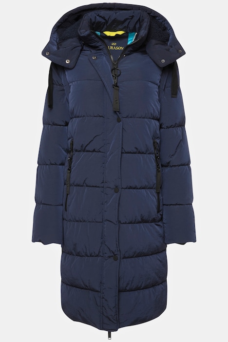 2-in-1-Steppmantel, Langarm abzippbar, Kapuze abzippbar, verdeckter Zipper