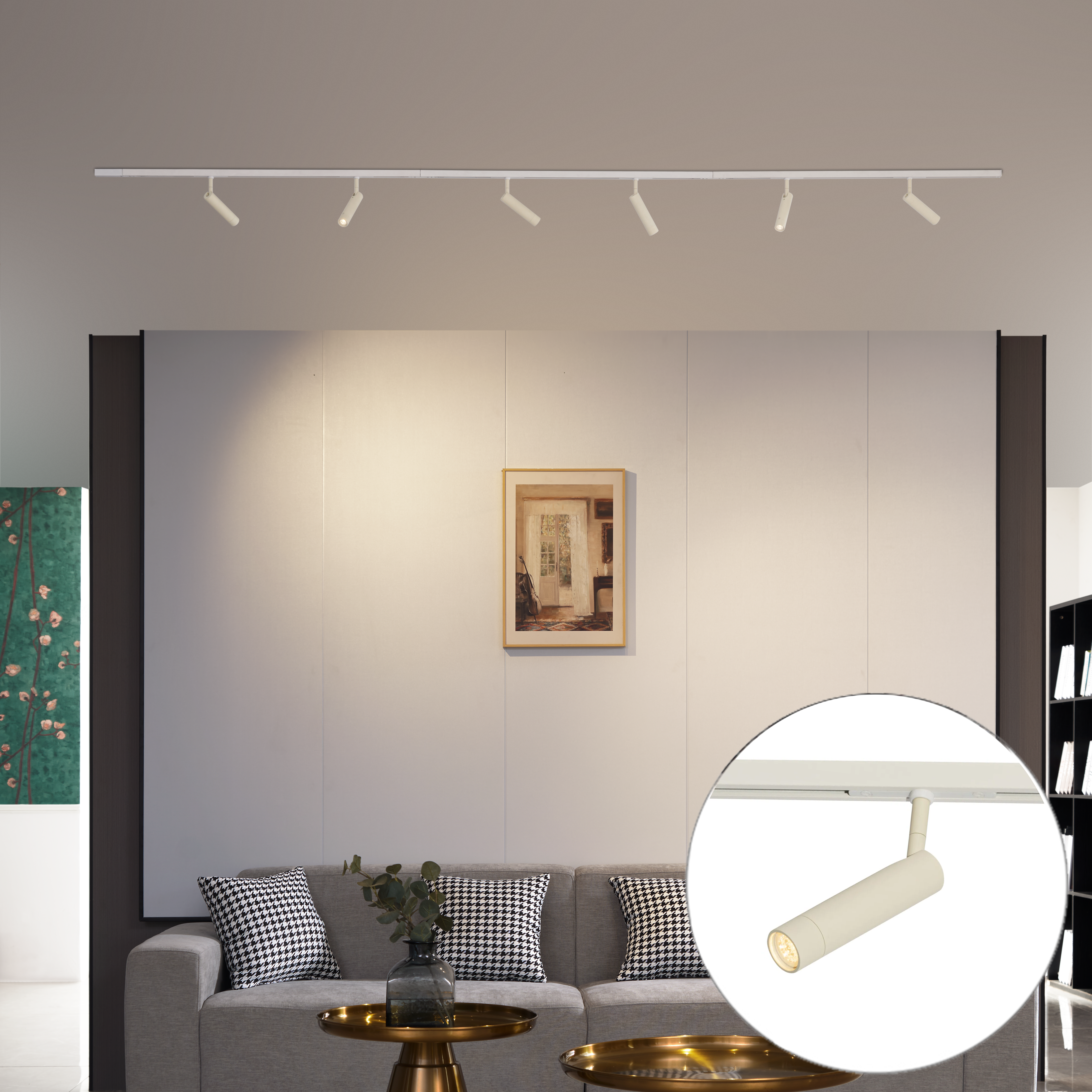 Modern railsysteem met 6 spots beige met wit 1-fase - Slimline Uzzy