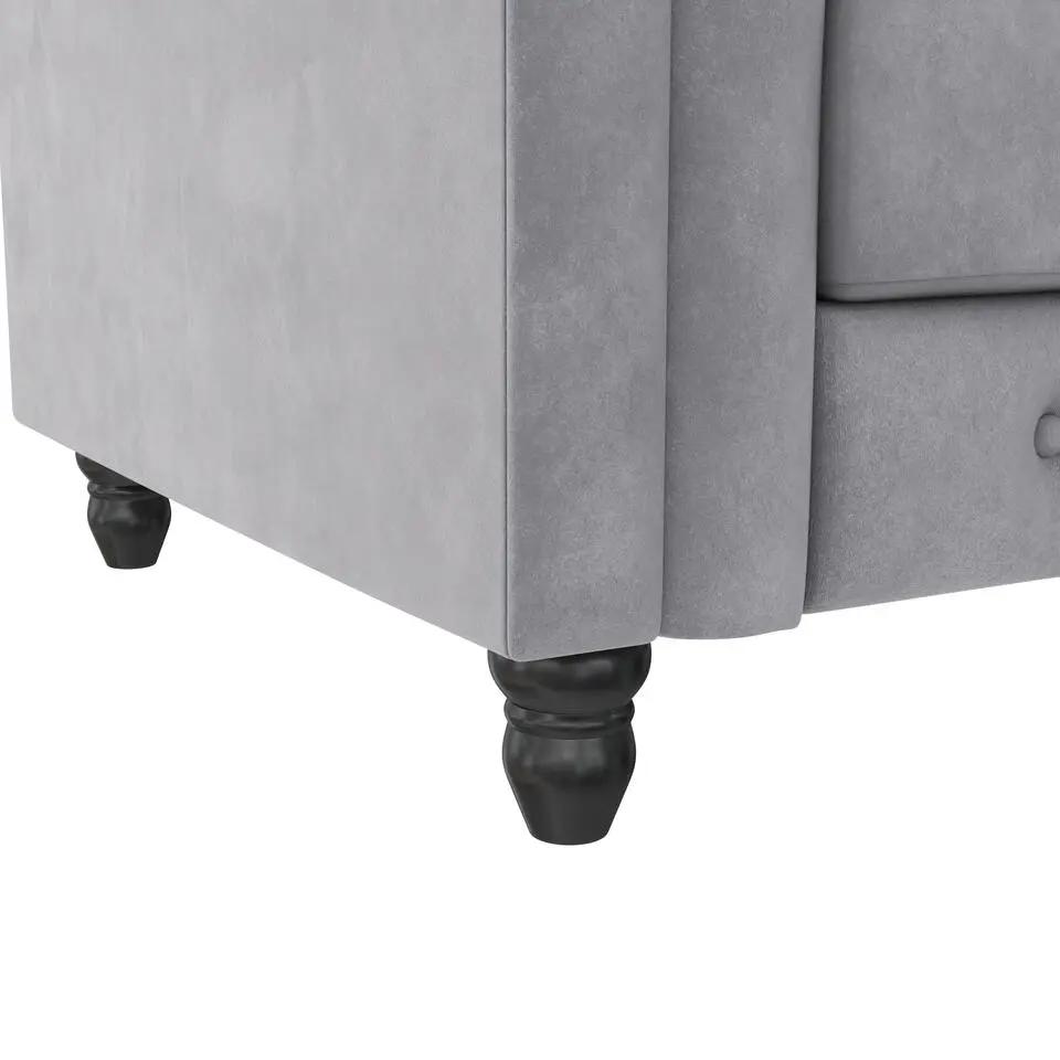 Felix - Fauteuil chesterfield lichtgrijze fluwelen