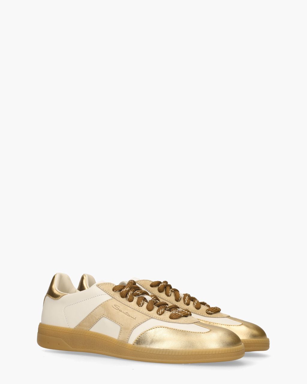 Santoni 61244 Wit/Beige/Goud Damessneakers