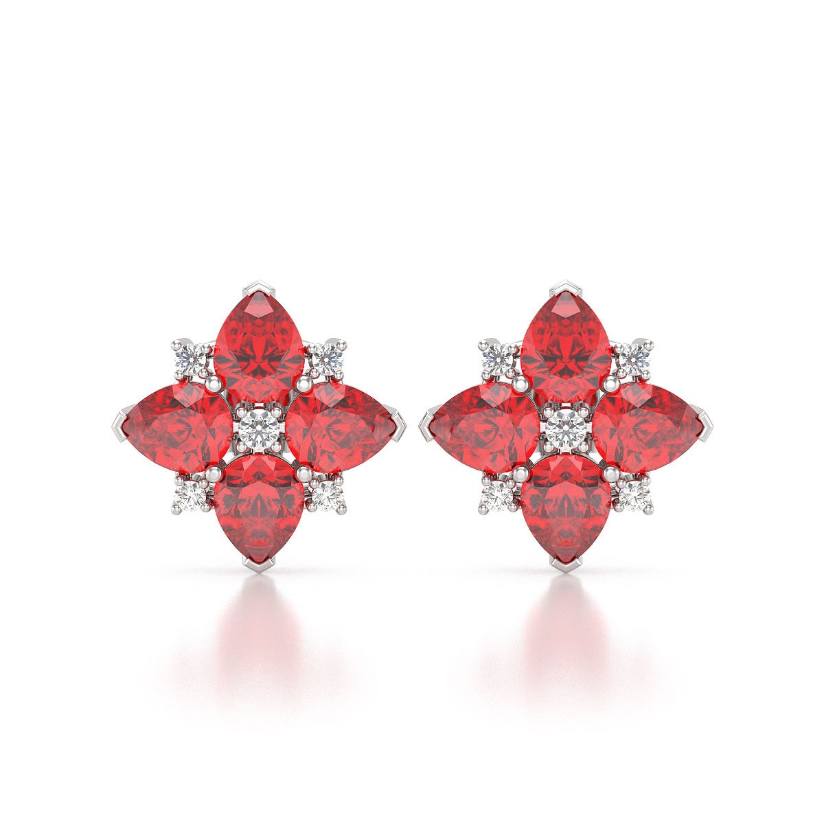 Boucles d'oreilles ADEN Rubis et Diamants sur Argent 925 2.100grs
