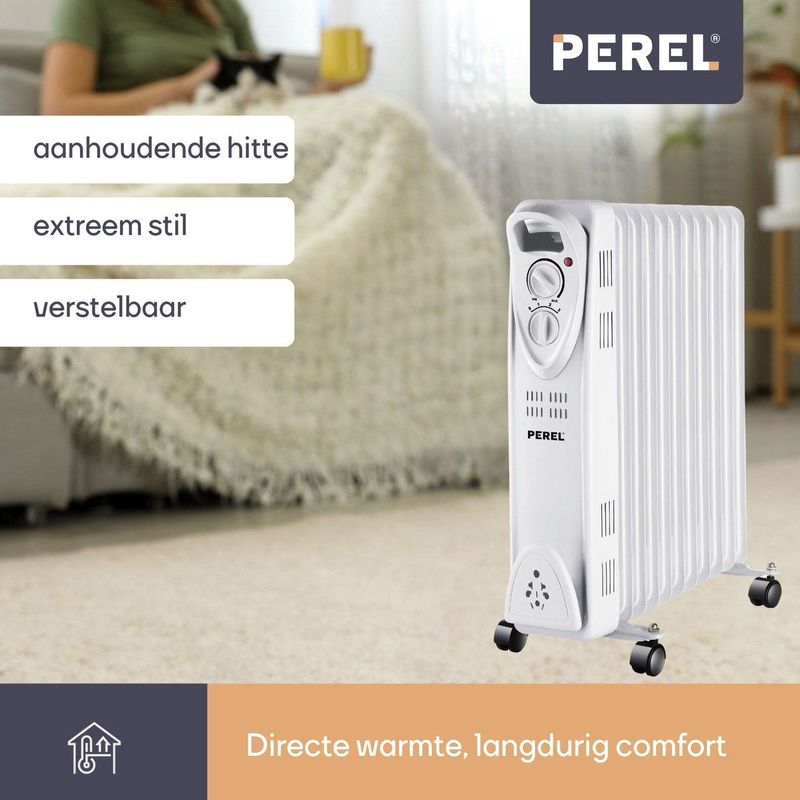Perel - Olieradiator - 11 Ribben - 2500 W - Drie Warmtestanden