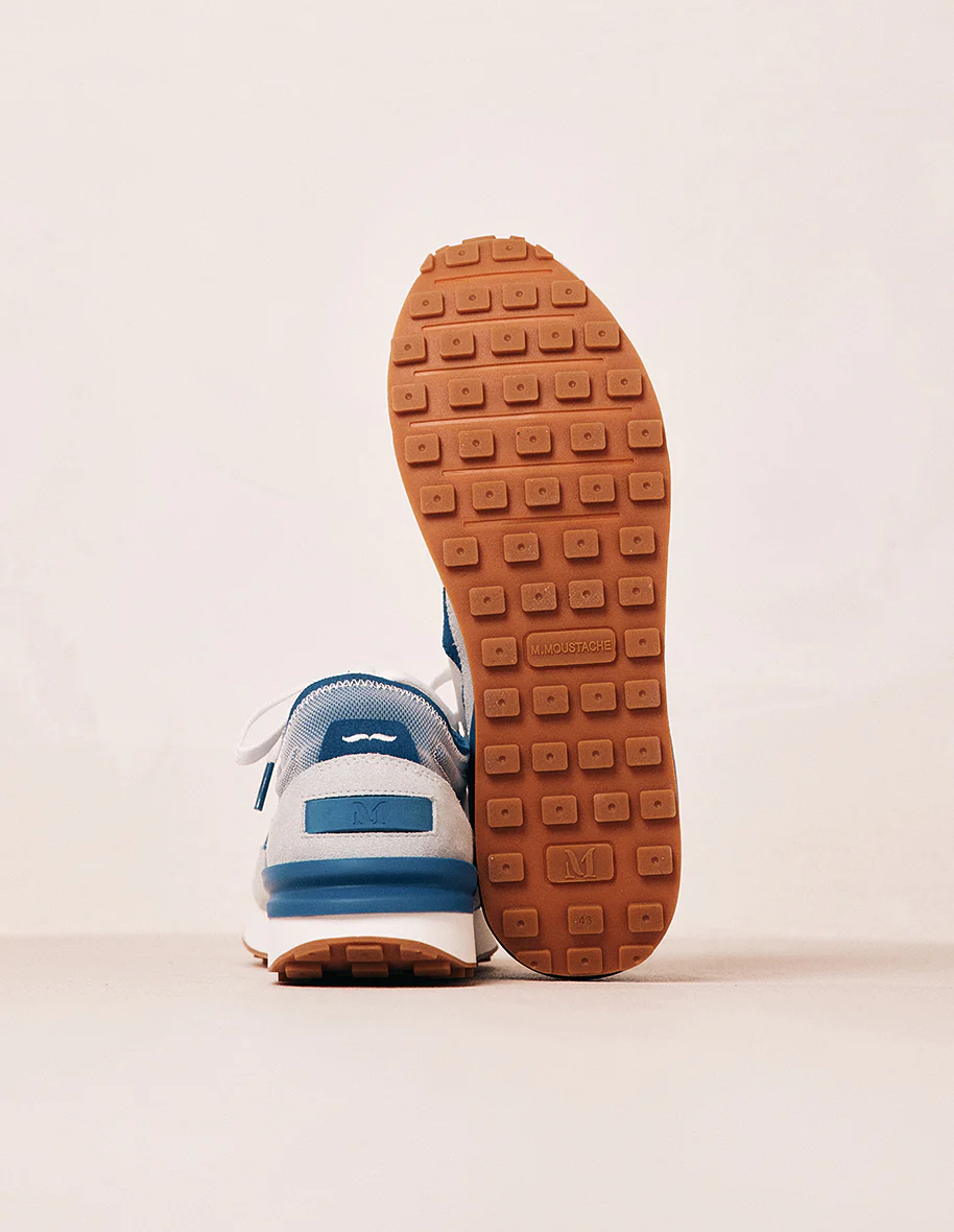 Baskets basses Denis - Suède et mesh gris bleu