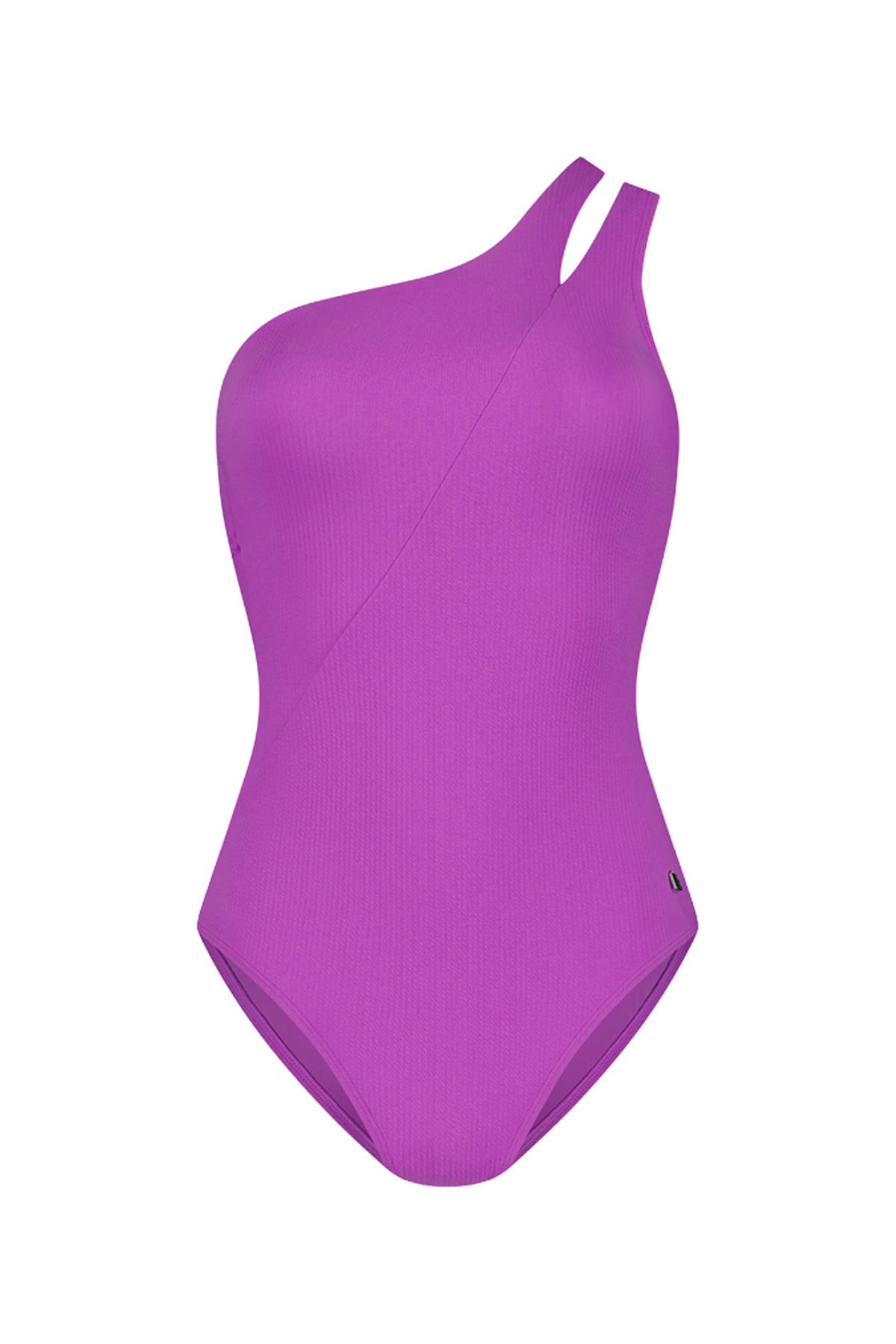 Beachlife one shoulder badpak met ribstructuur paars
