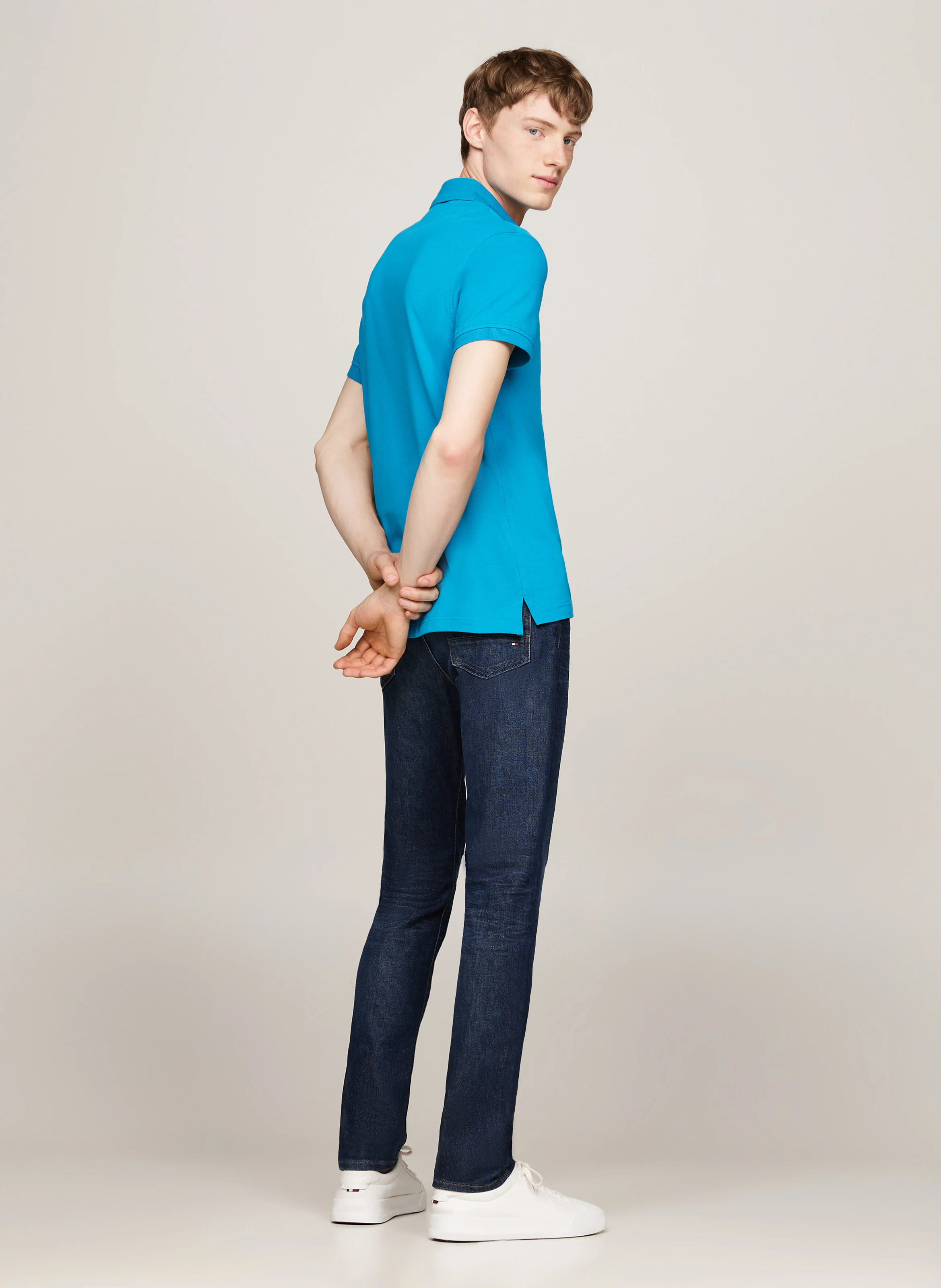 Polo slim-fit en coton bio | Bleu