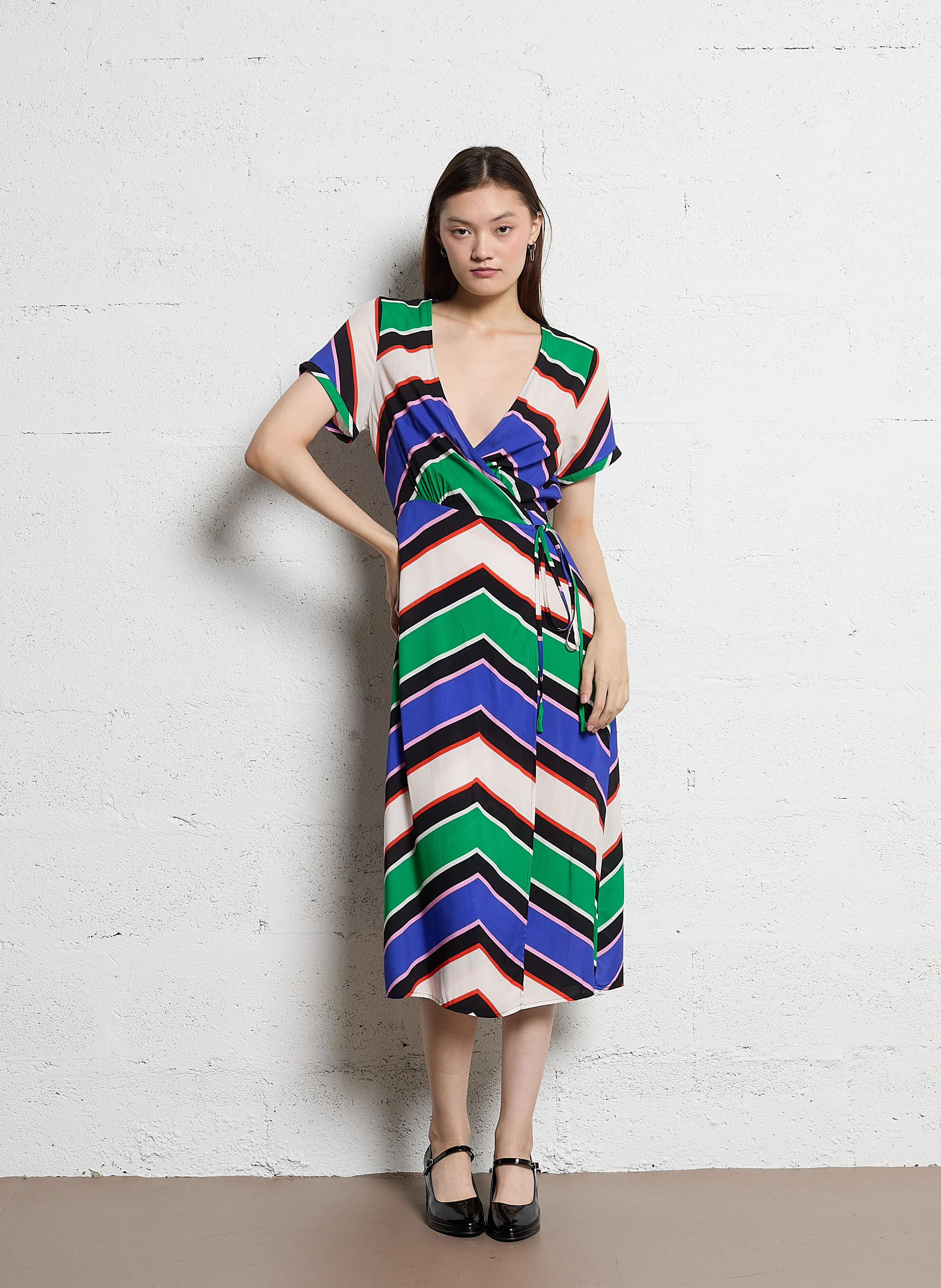 RITA - Robe midi à encolure V | Multicolore