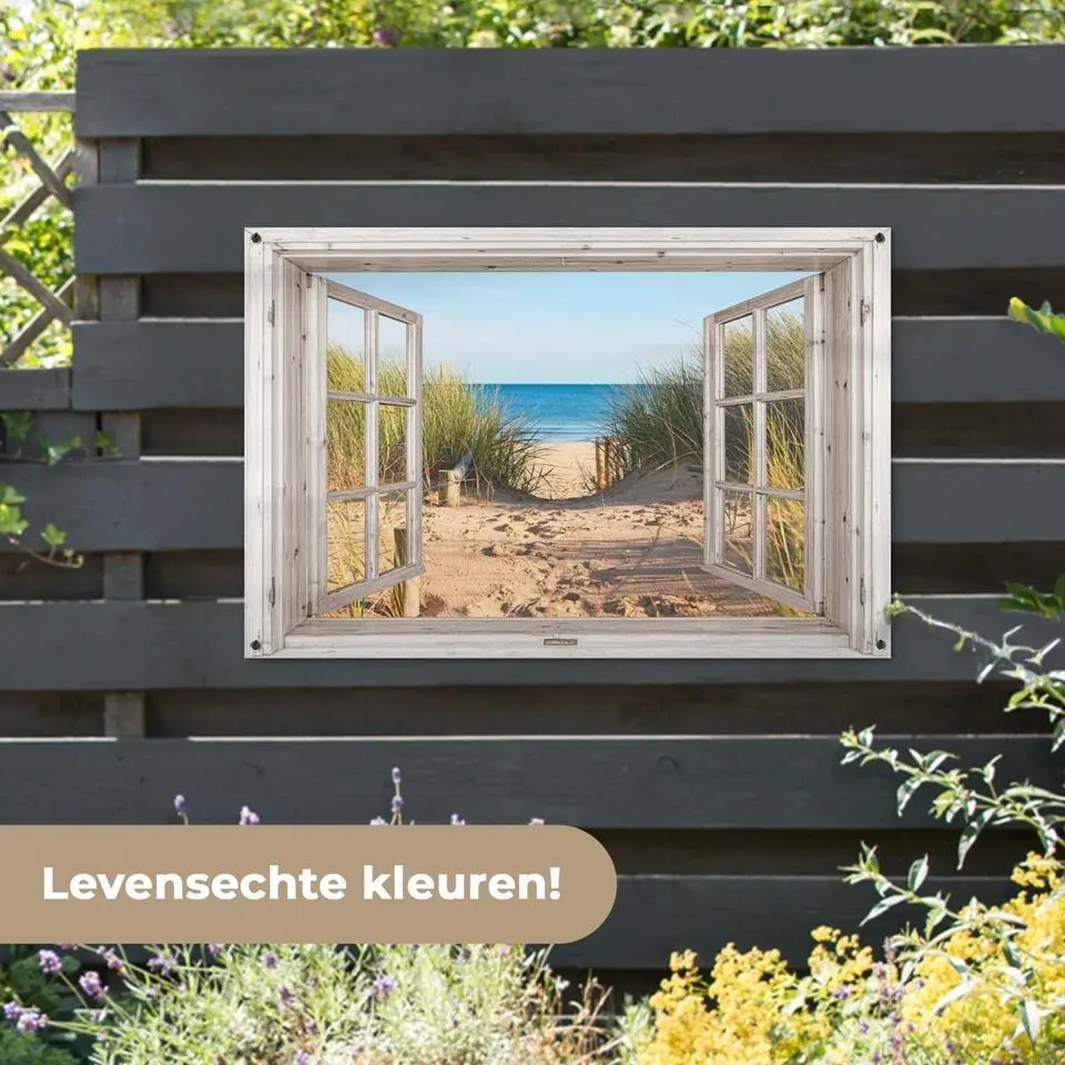 MuchoWow Tuinposter 120x80cm Doorkijk Strand Zee Duinen Zand