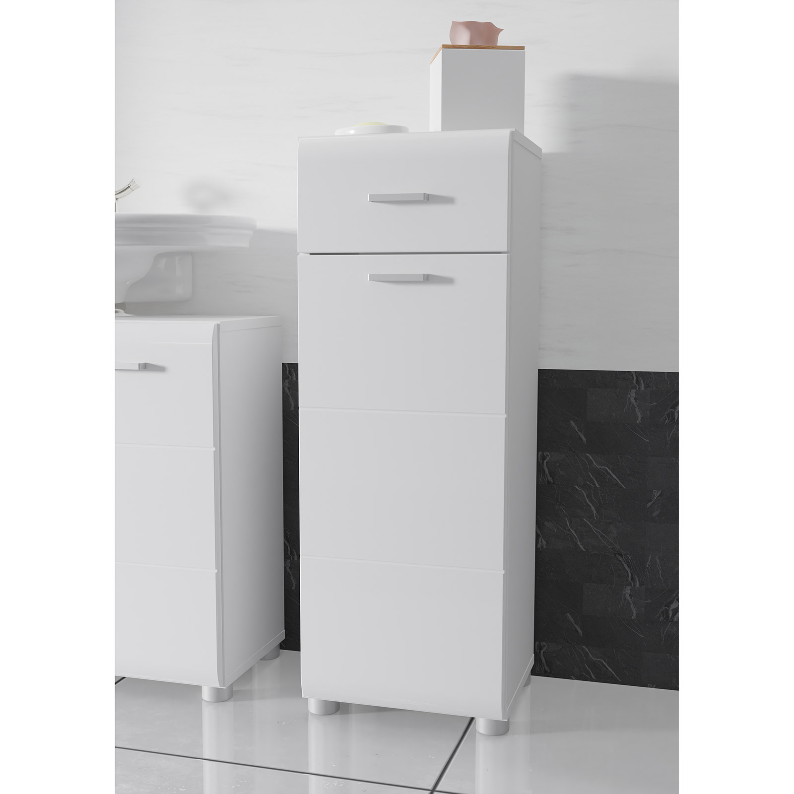 Unterschrank - weiß Hochglanz-weiß - 83 cm hoch