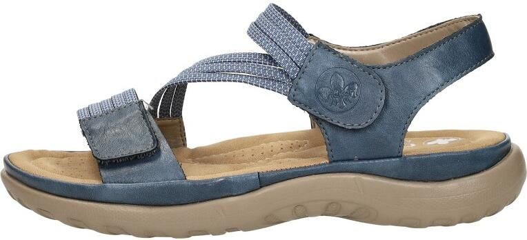 Rieker Blauwe Comfort Sandaal met Klittenbandsluiting Blue Dames