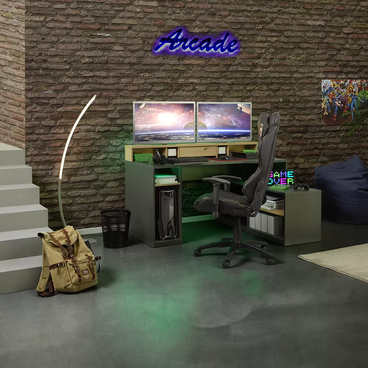 Gamingtisch Teamplayer Artisan Eiche,anthrazit