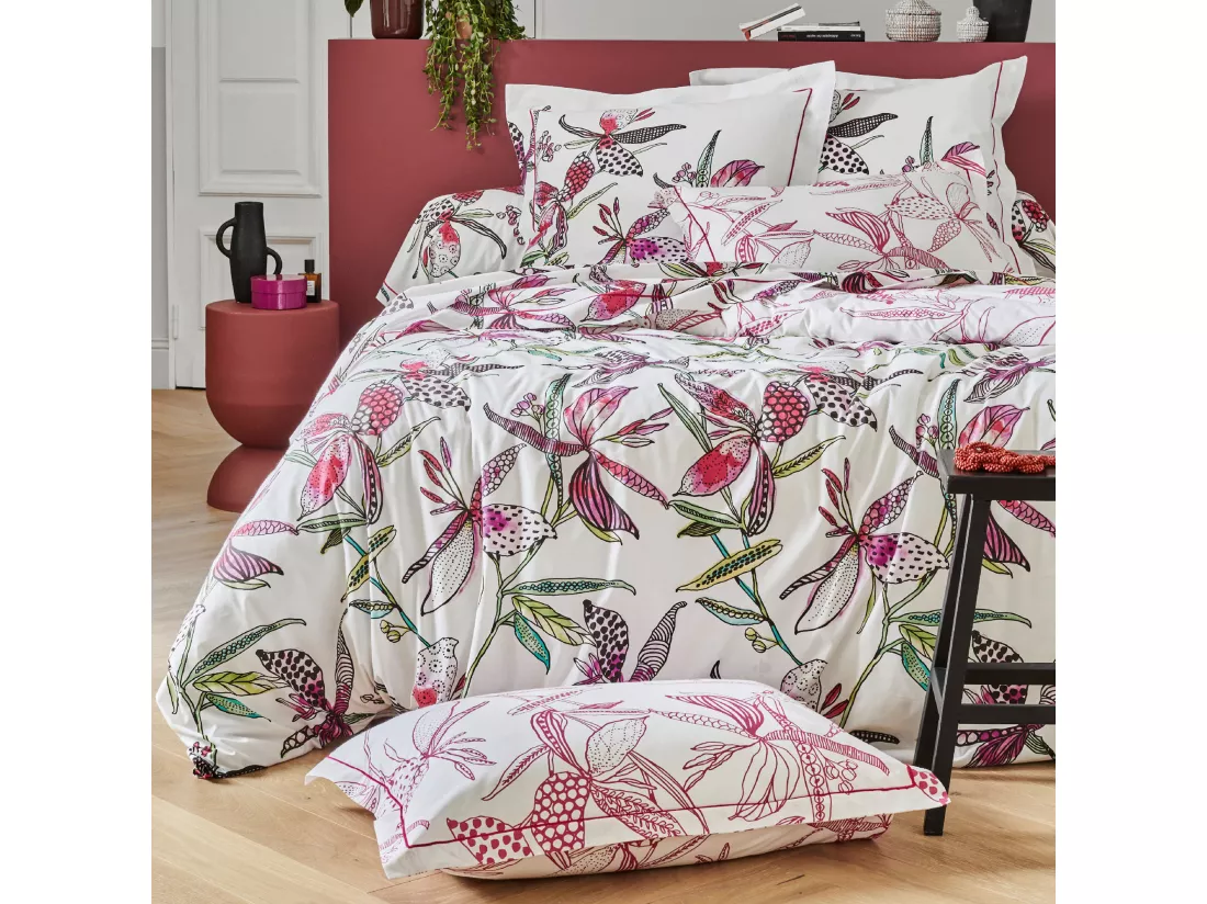 Taie de traversin 140x43 cm coton PÉNÉLOPE Rose