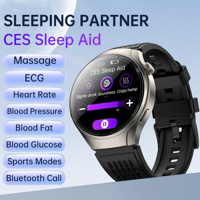 Smartwatch med søvnhjælp og massage Sort