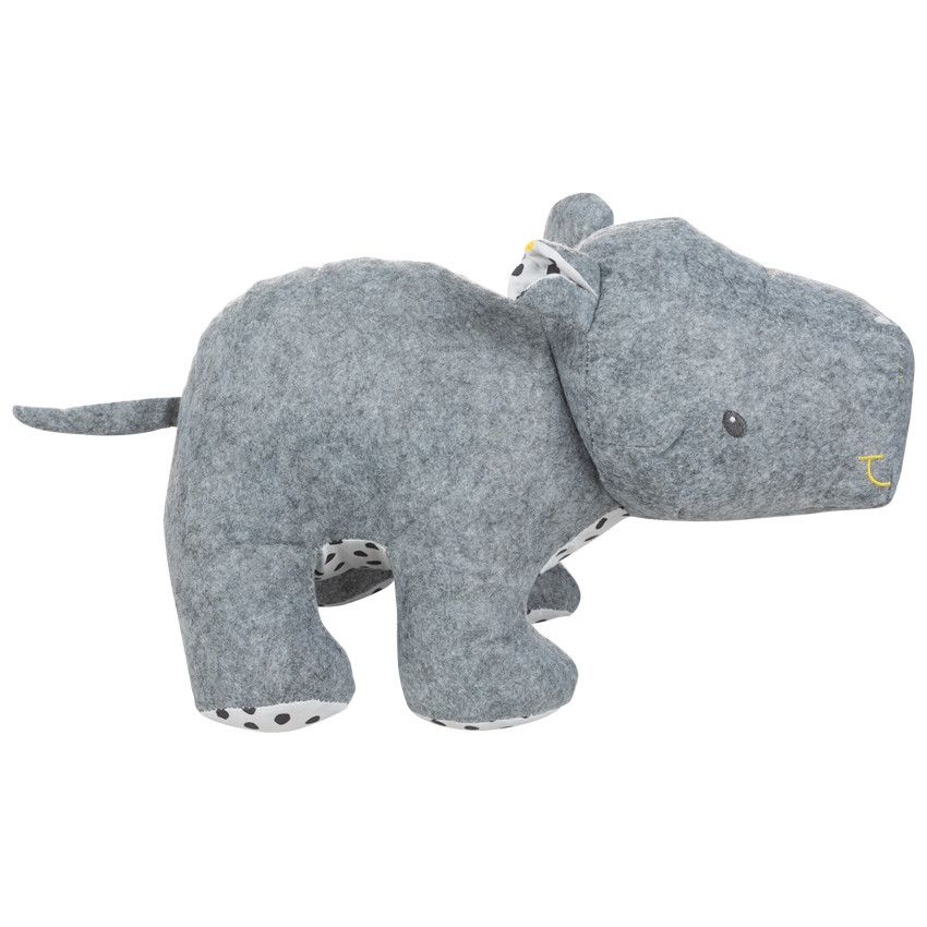Peluche en feutrine forme hippopotame - Gris chiné
