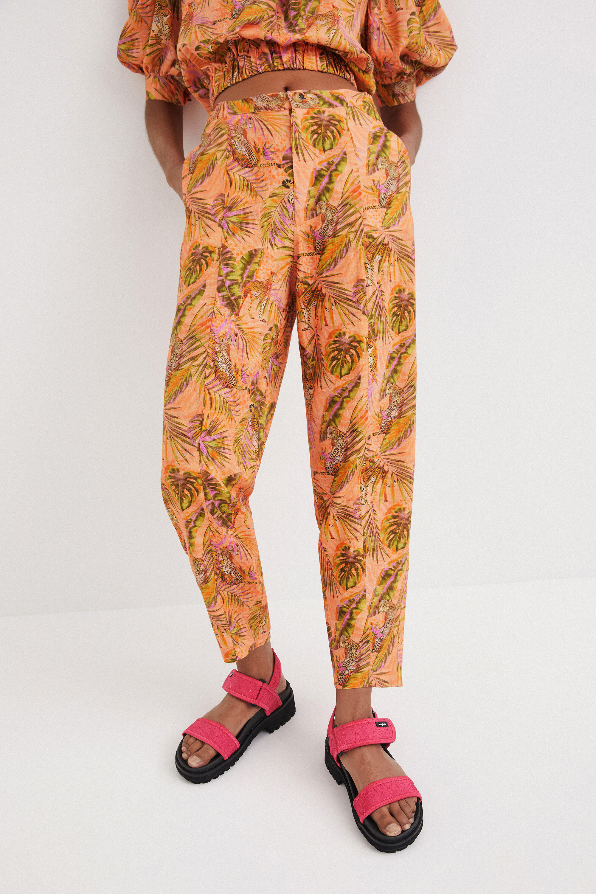 Pantalon lin mangue tropical