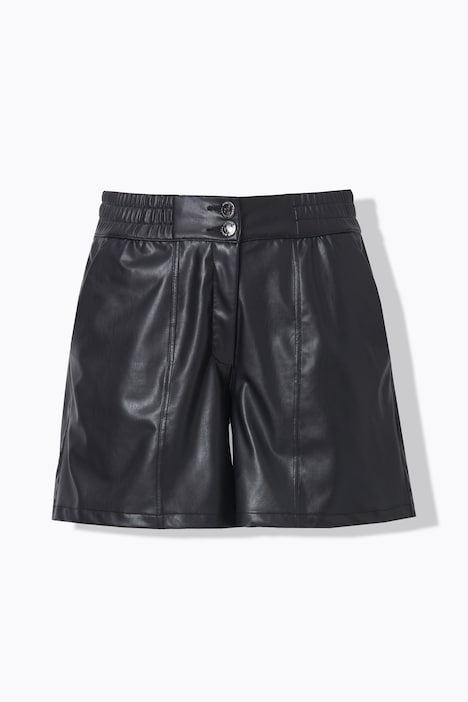 Shorts, weites Bein, Lederoptik