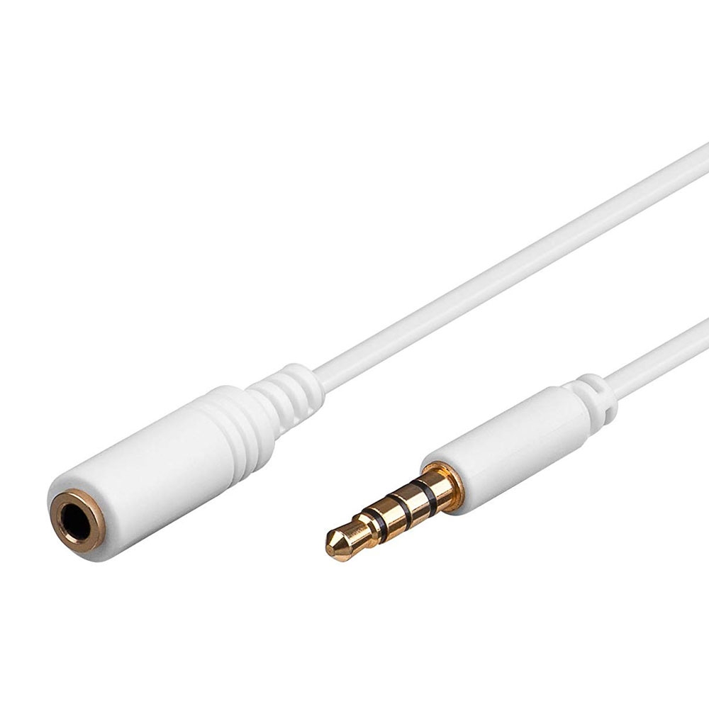 (2m) 3.5mm Klinke Audio Stecker Stereo AUX Verlängerungskabel mit vergoldeten Kontakten (62362) - Weiss