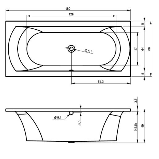 Riho Lima bubbelbad 180x80cm wit glans met touchbediening, 6   4   2 hydrojets en 10 aerojets