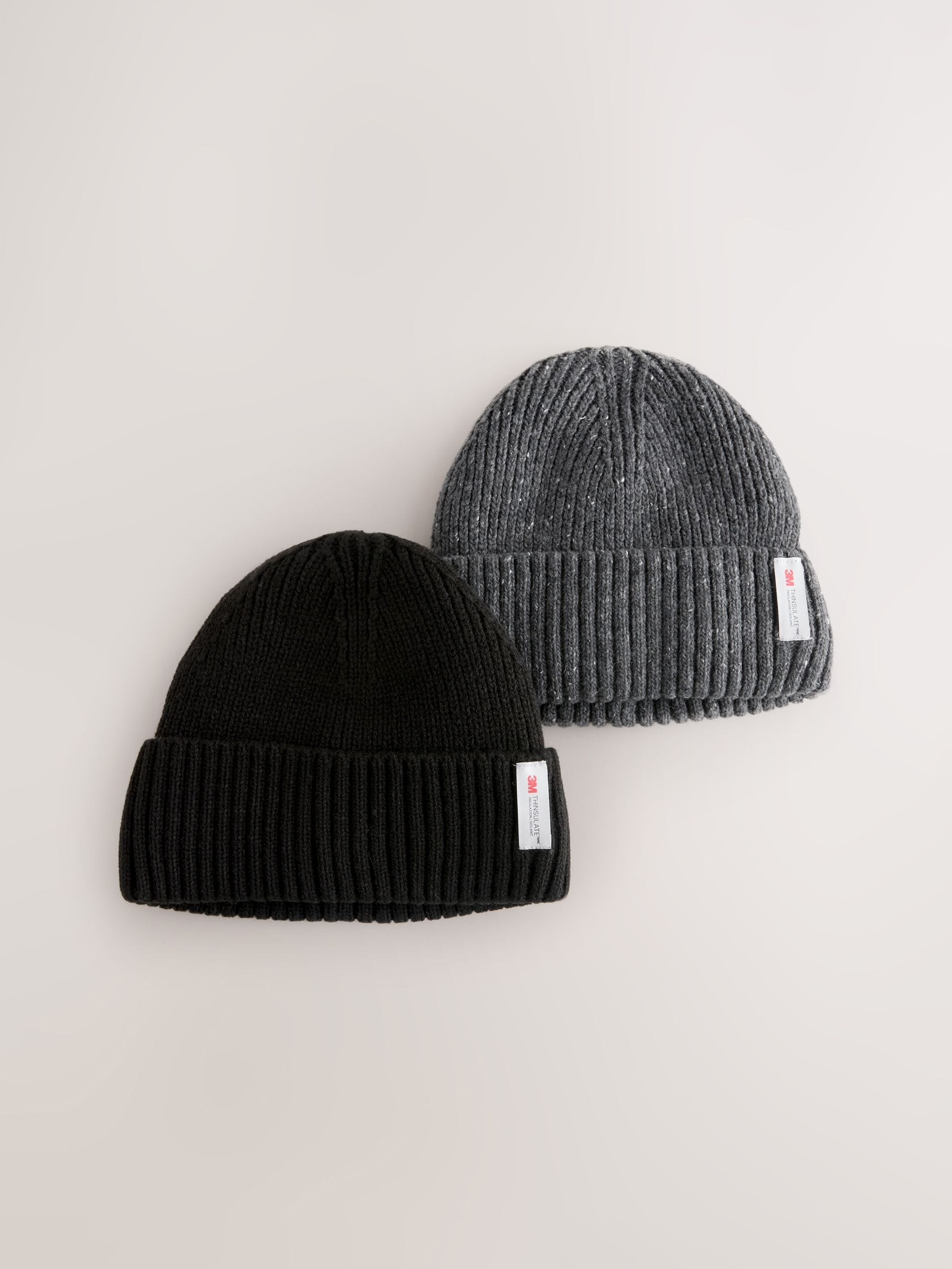 Zwart/antraciet - Thinsulate beanie-mutsen 2 stuks