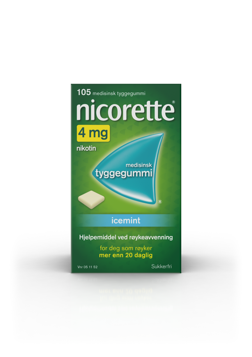 Nicorette Icemint tyggegummi 4 mg nikotin, slutte å røyke