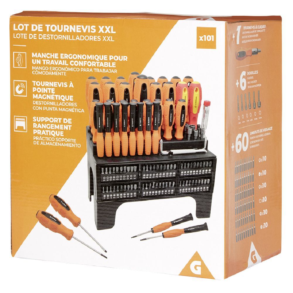 Lot tournevis et embouts 101 pièces