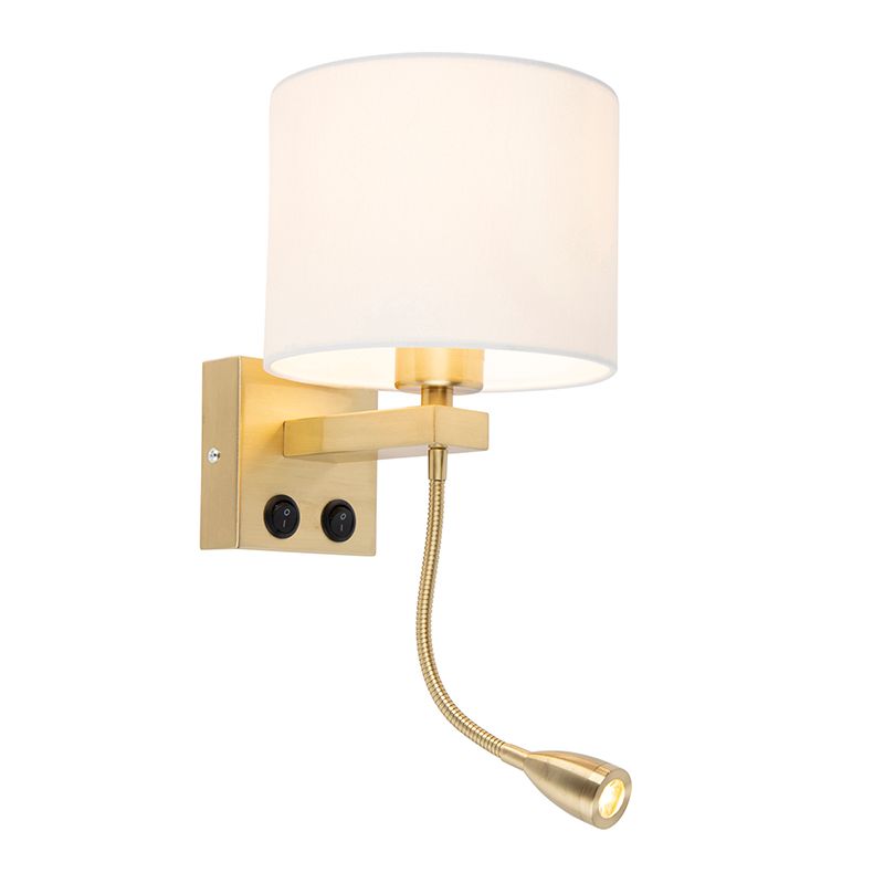 Smart wandlamp goud met witte kap incl. Wifi A60 - Brescia
