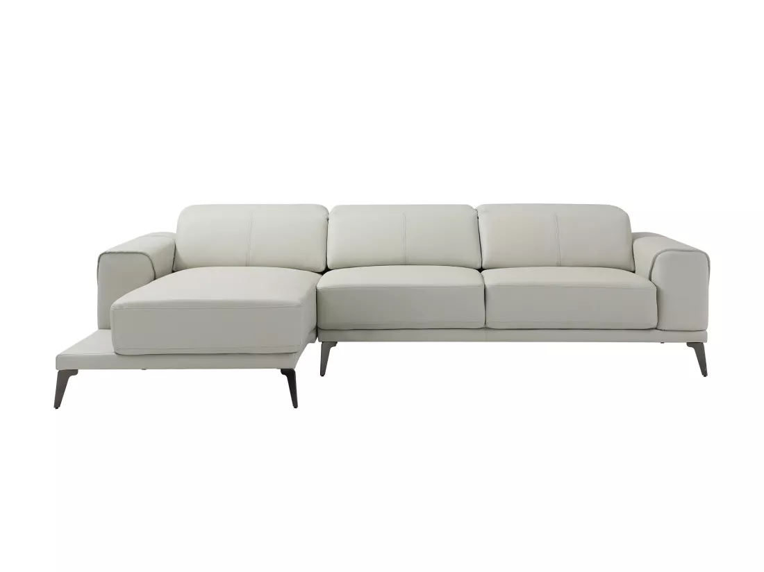 Canapé d'angle gauche en cuir de buffle beige ANDOR