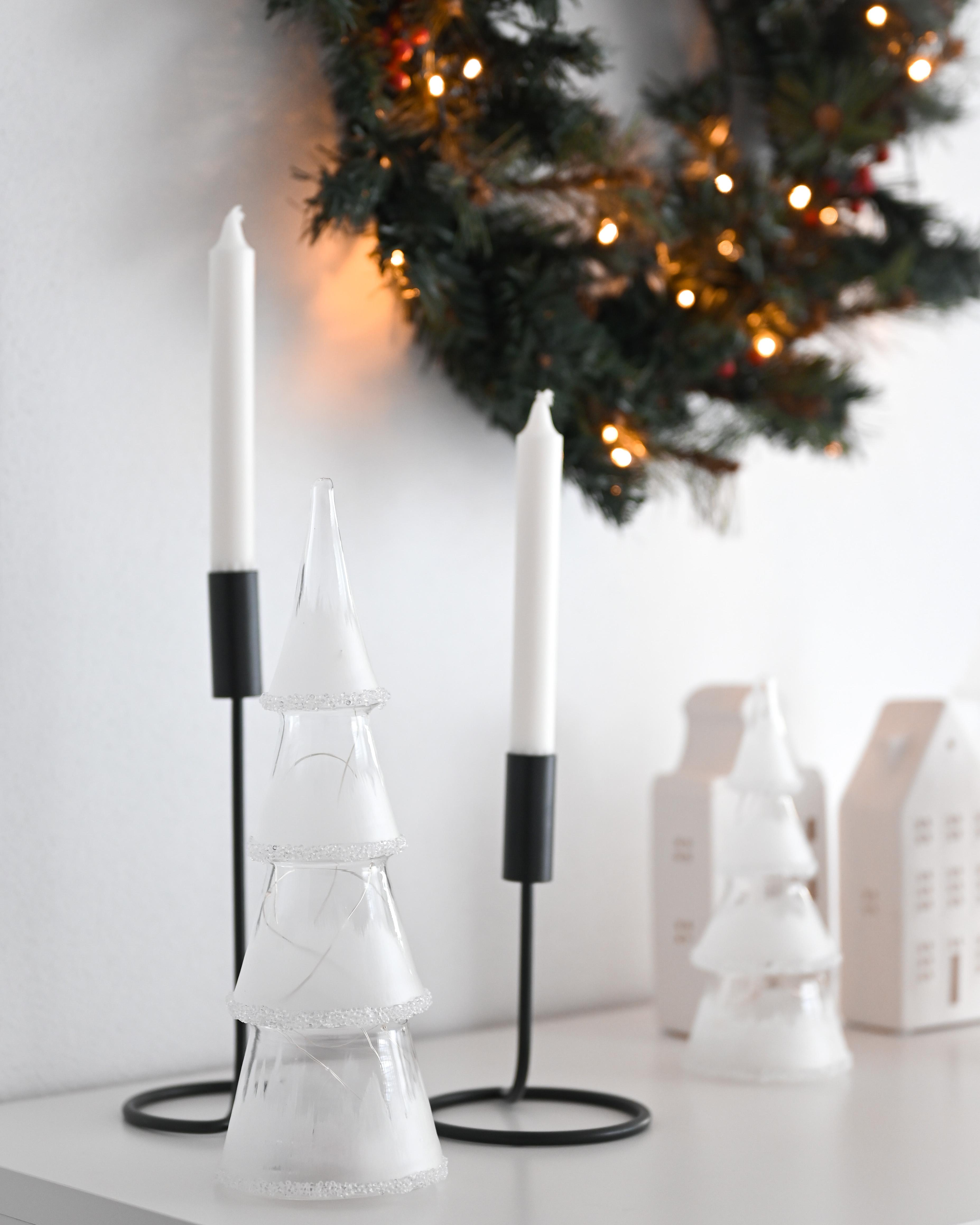 Set van 3 figuren LED KIERINKI Kerstboom 22/27/33 cm Wit