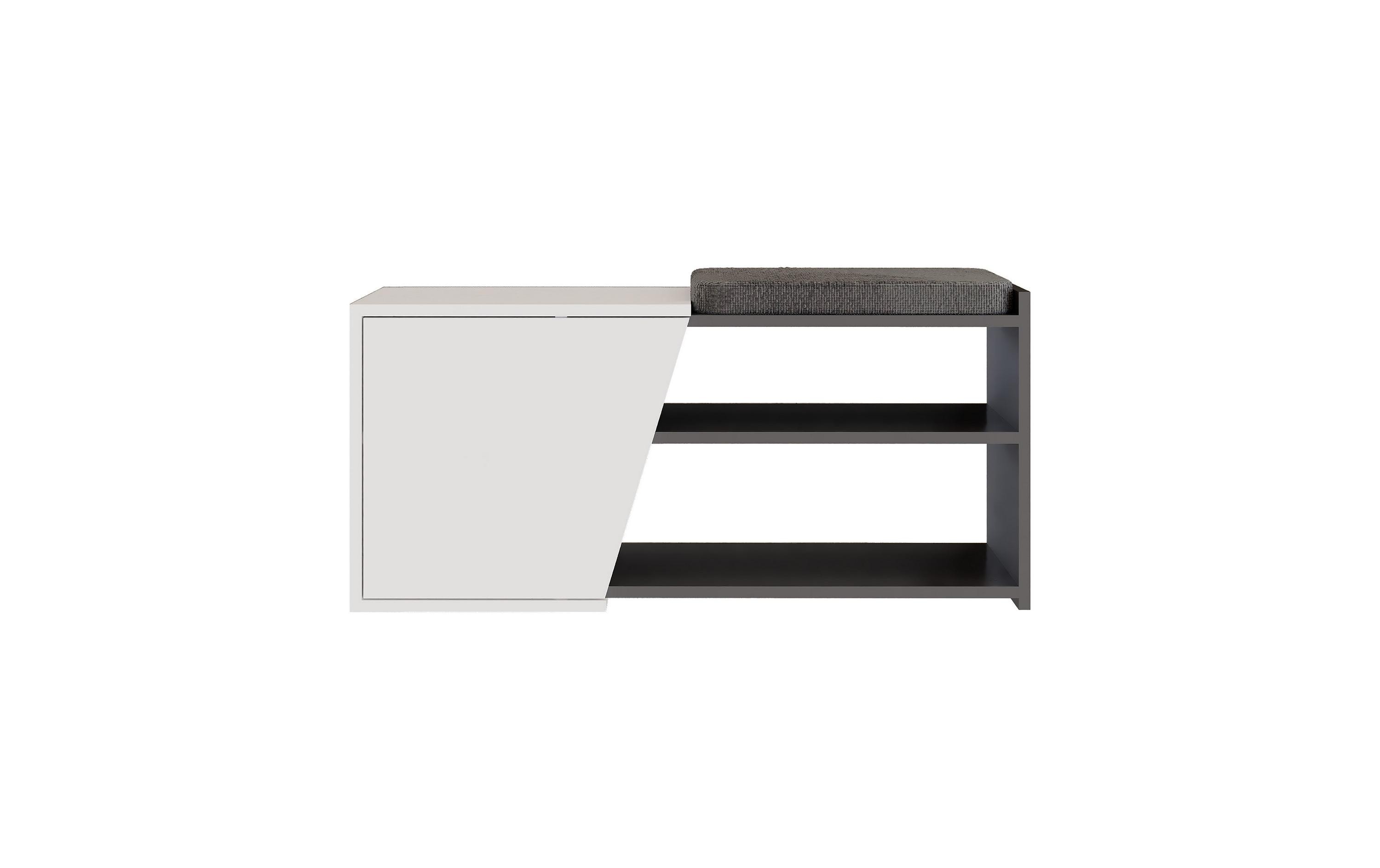 Schuhregal Fiona 104 x 37 x 47 cm, Grau/Weiss<br>Schuhschrank