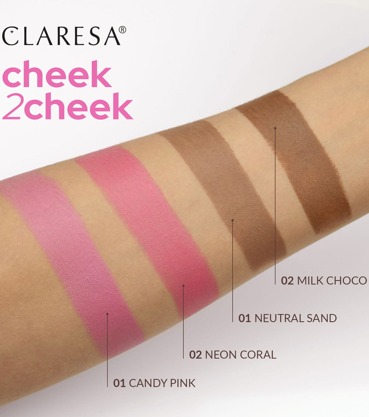Claresa - Blush em bastão Cheek 2Cheek - 01: Candy Pink