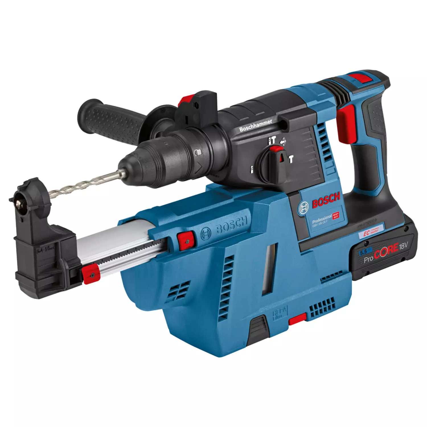 Bosch GBH 18V-26 F 18V Li-Ion Accu SDS-plus combihamer incl. GDE 18V-16 afzuigsysteem set (2x 5.5Ah accu) in L-Boxx - 2,6J - koolborstelloos