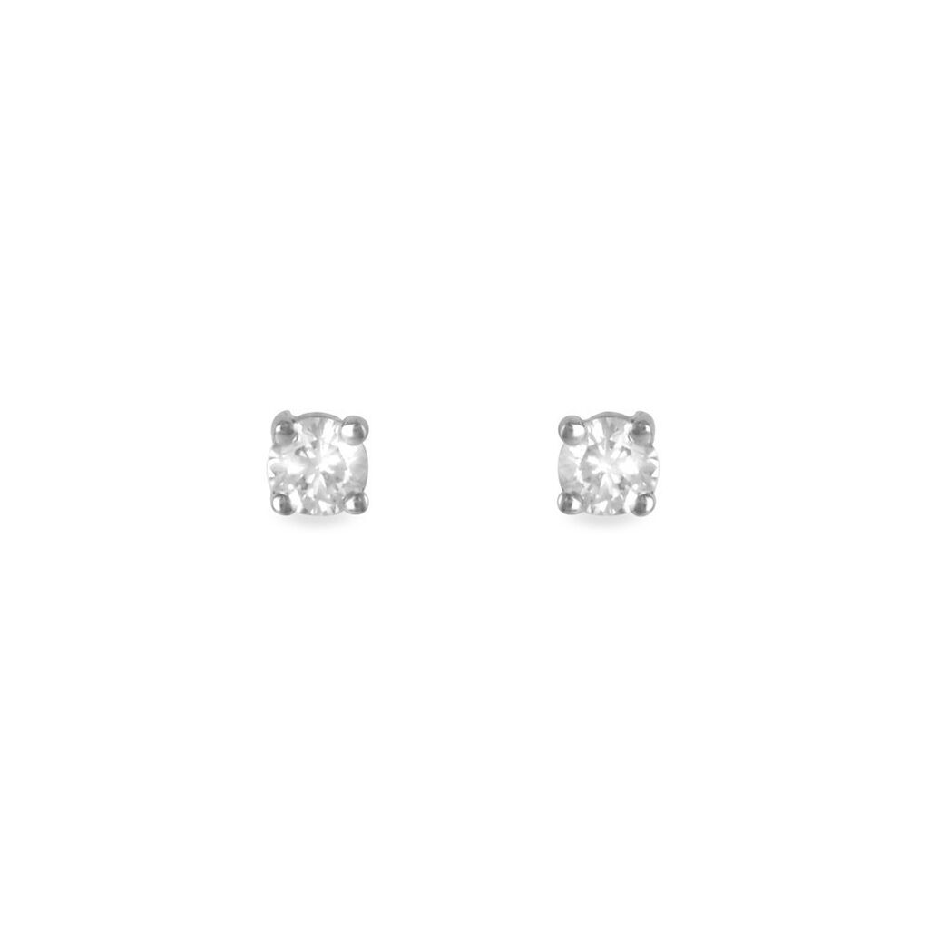 Boucles D'oreilles Puces Collection Victoria Or Blanc Diamant