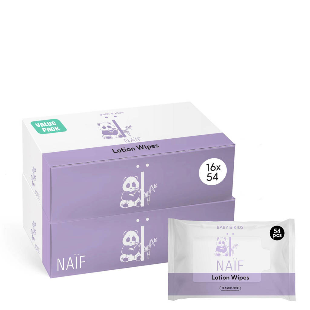 16 stuks - plasticvrije lotion billendoekjes