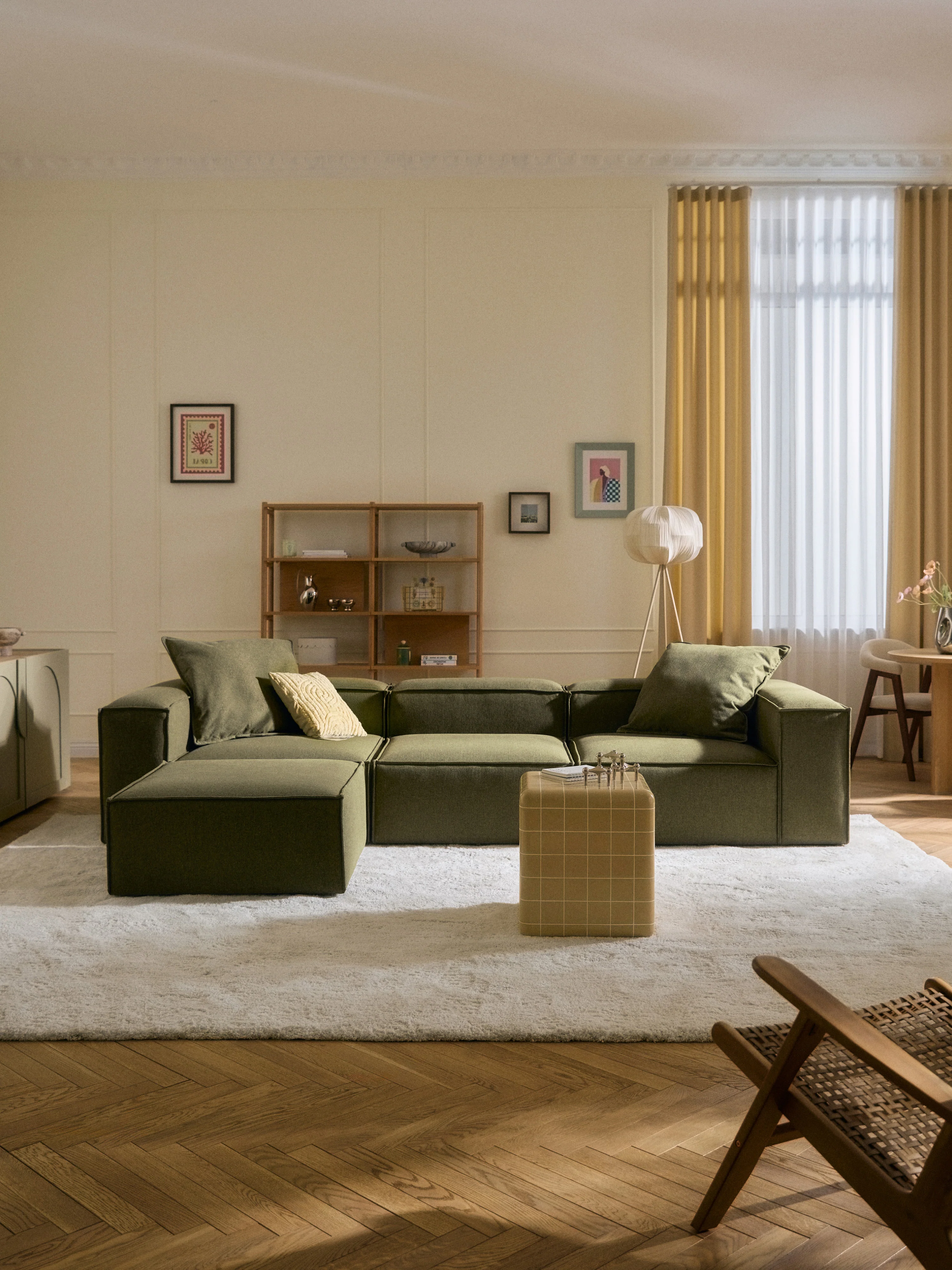 Modulaire bank Lennon (4-zits) met poef (links/rechts)