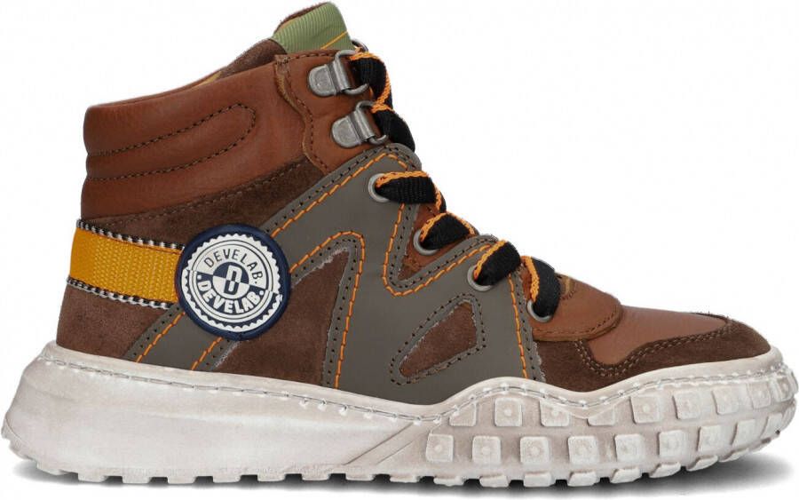 Develab 45687 Hoge sneakers Leren Sneaker Jongens Kids Cognac