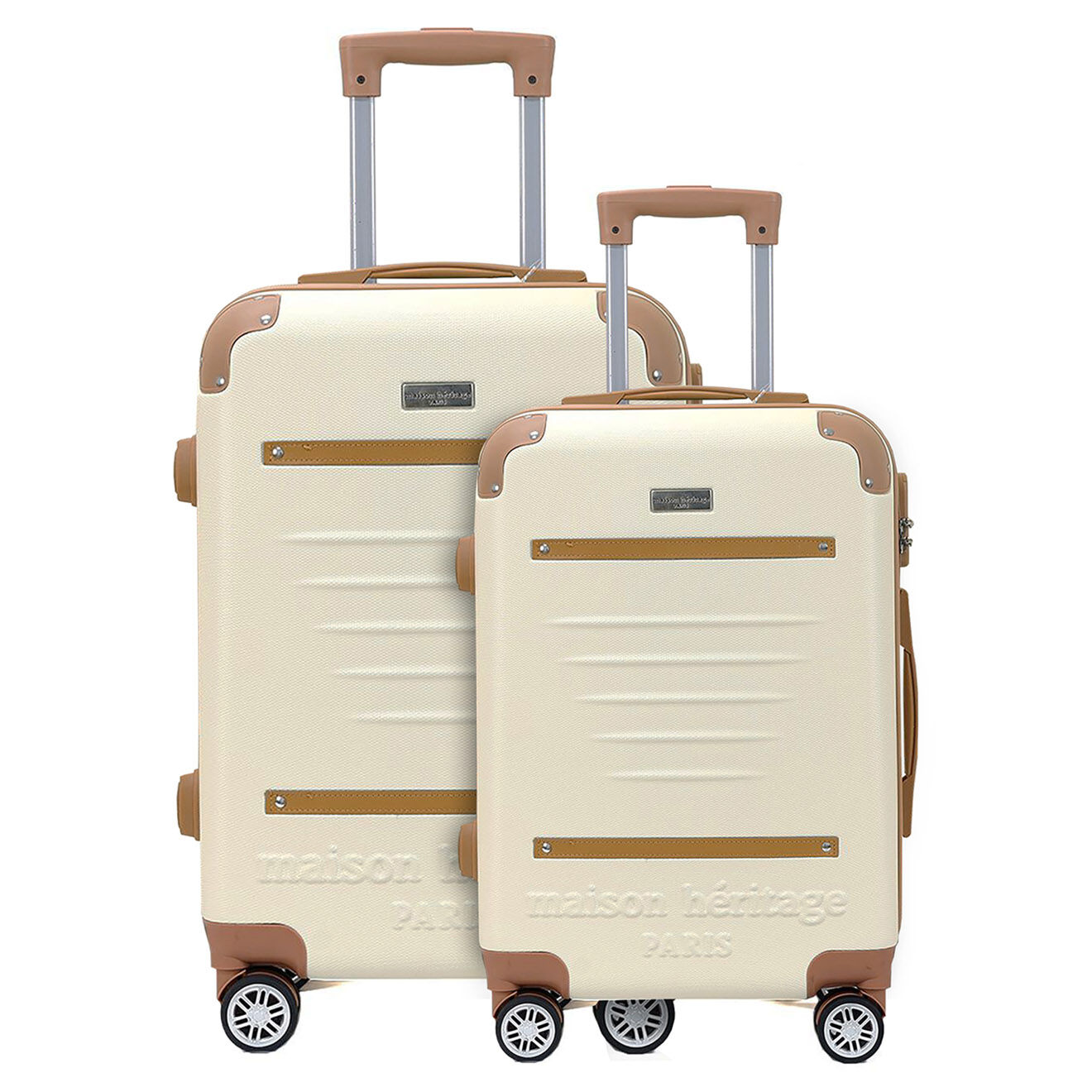 Maison Héritage 2 Valises 4 roues doubles Trocadéro 55/75 cm crème