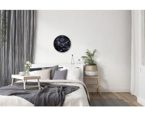 Wandklok Marmer zwart/goud Ø 40 cm