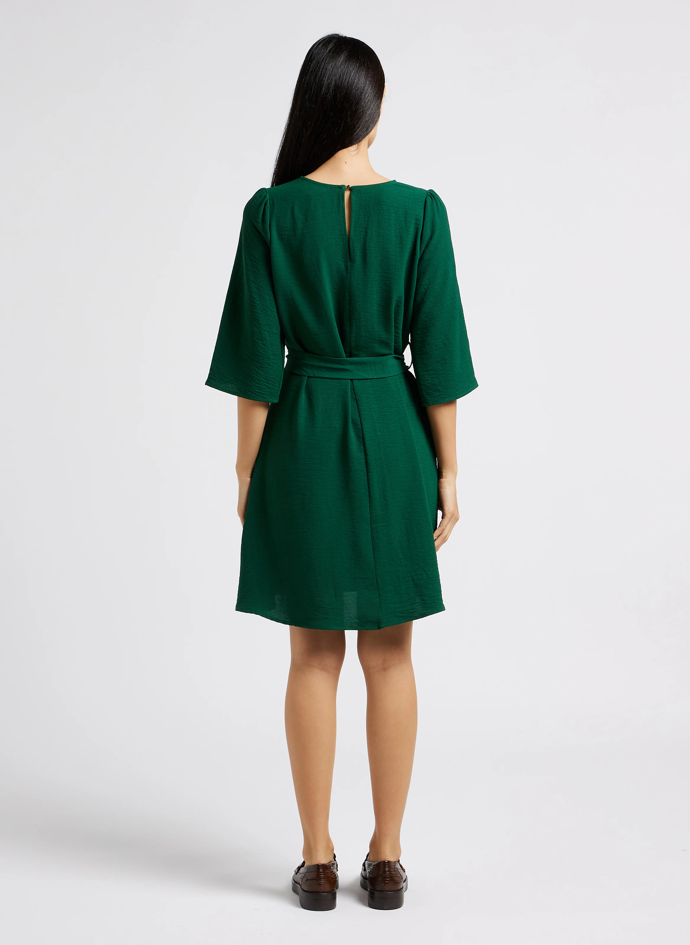 LENA - Robe courte col V | Vert