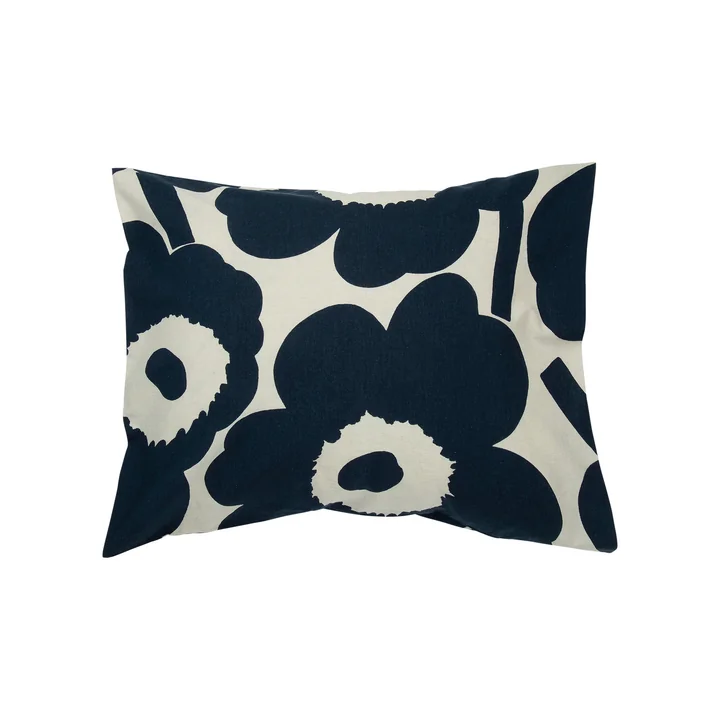 Marimekko - Unikko Kopfkissenbezug 80 x 80 cm, baumwollweiss / dunkelblau