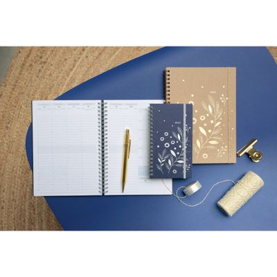 Agenda de poche spiralé Végétal Espace 16S - 1 semaine sur 2 pages - 9 x 16 cm - bleu - Exacompta