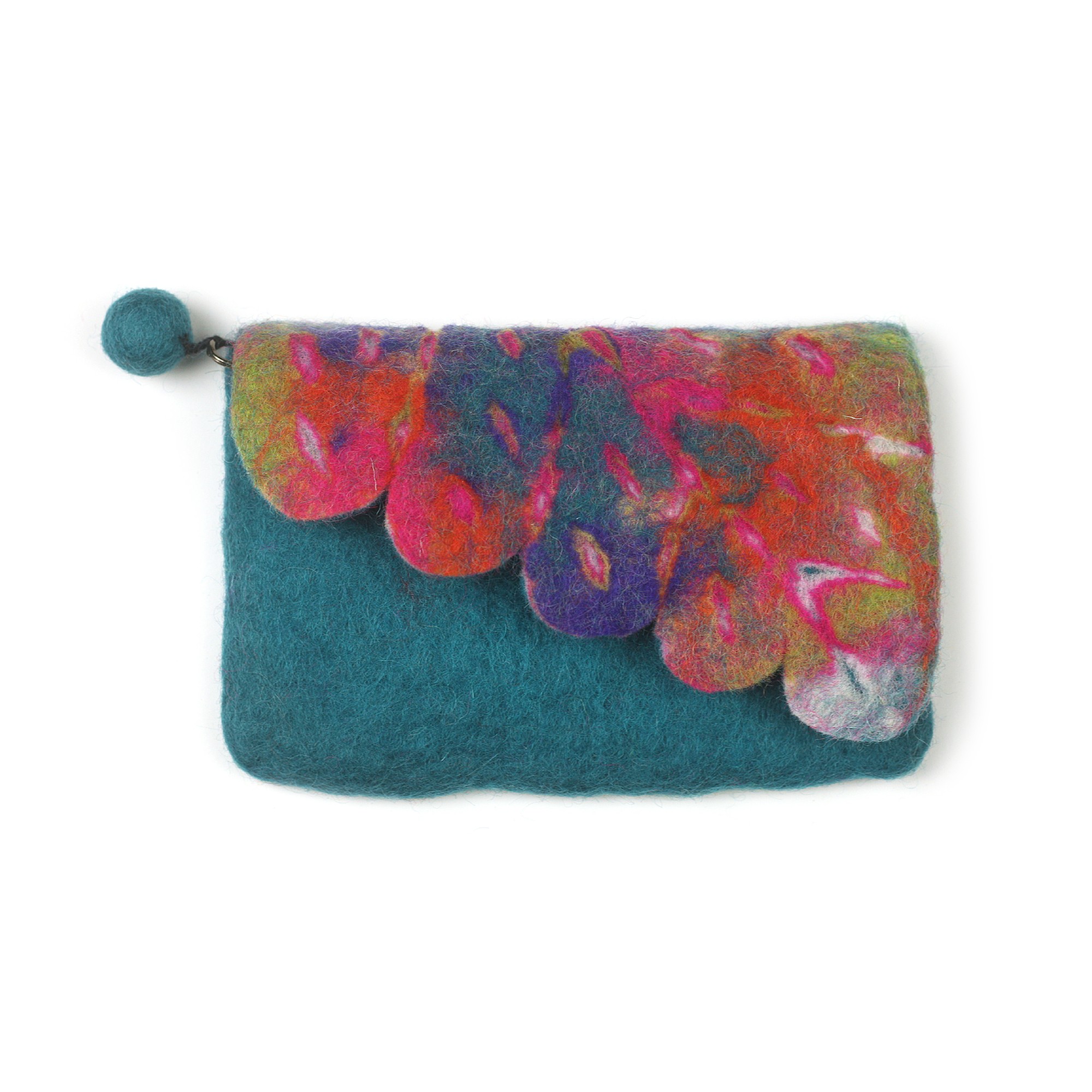 Filz-Tasche 'Blatt', petrol, H 12 cm, B 16 cm günstig bestellen