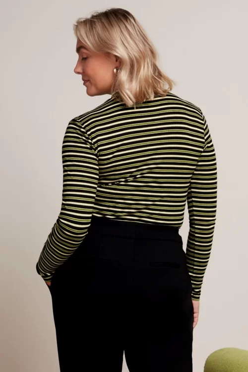 King Louie Pimm stripe turtle top in woodbine groen