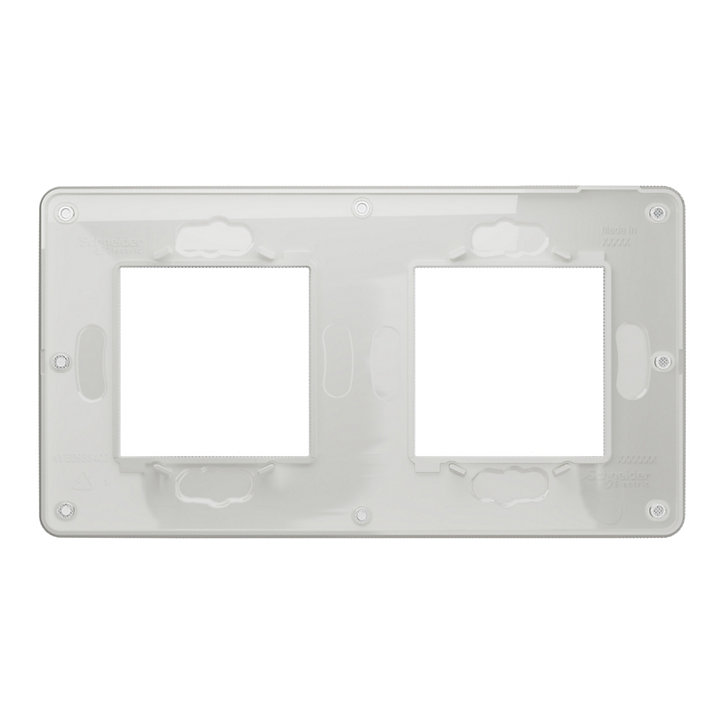 Plaque de finition double Schneider Electric Unica Déco aluminium blanc