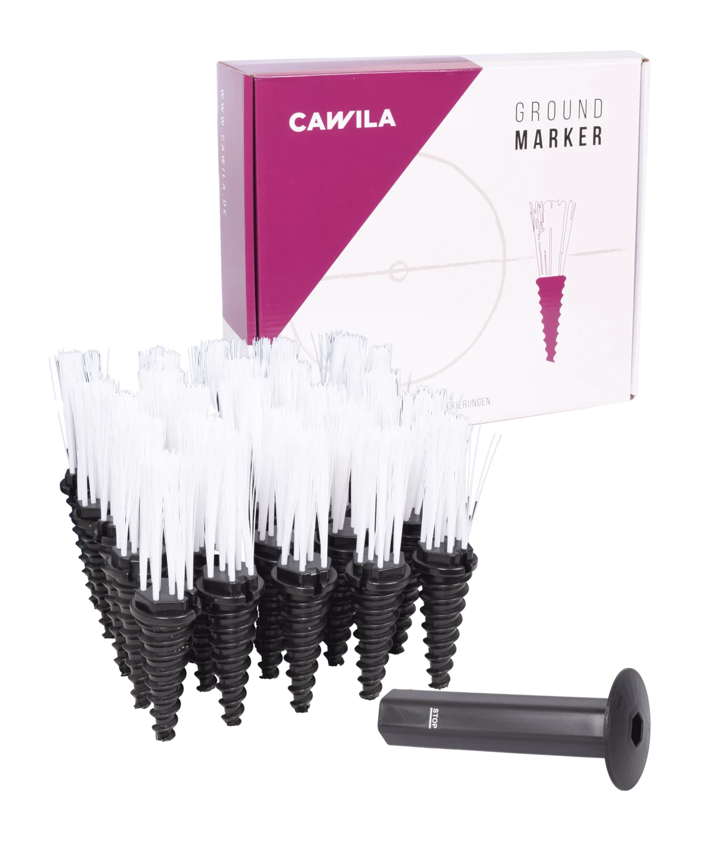 Cawila Einmesshilfe PITCH 25er Set Weiss | Markierungshilfe für Fußballplätze