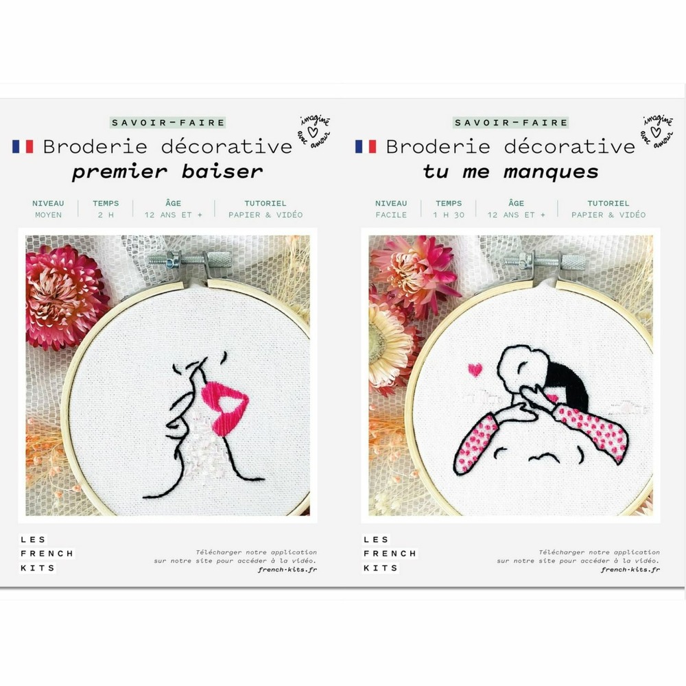 Coffrets 2 broderies décoratives - amour 1