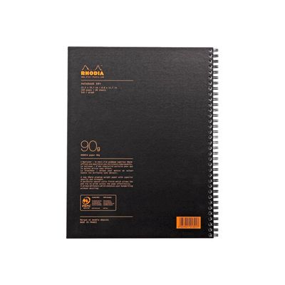 RhodiActive Notebook - Cahier à spirale A4+ (22,5 x 29,7 cm) - 160 pages - petits carreaux (5x5 mm) - noir