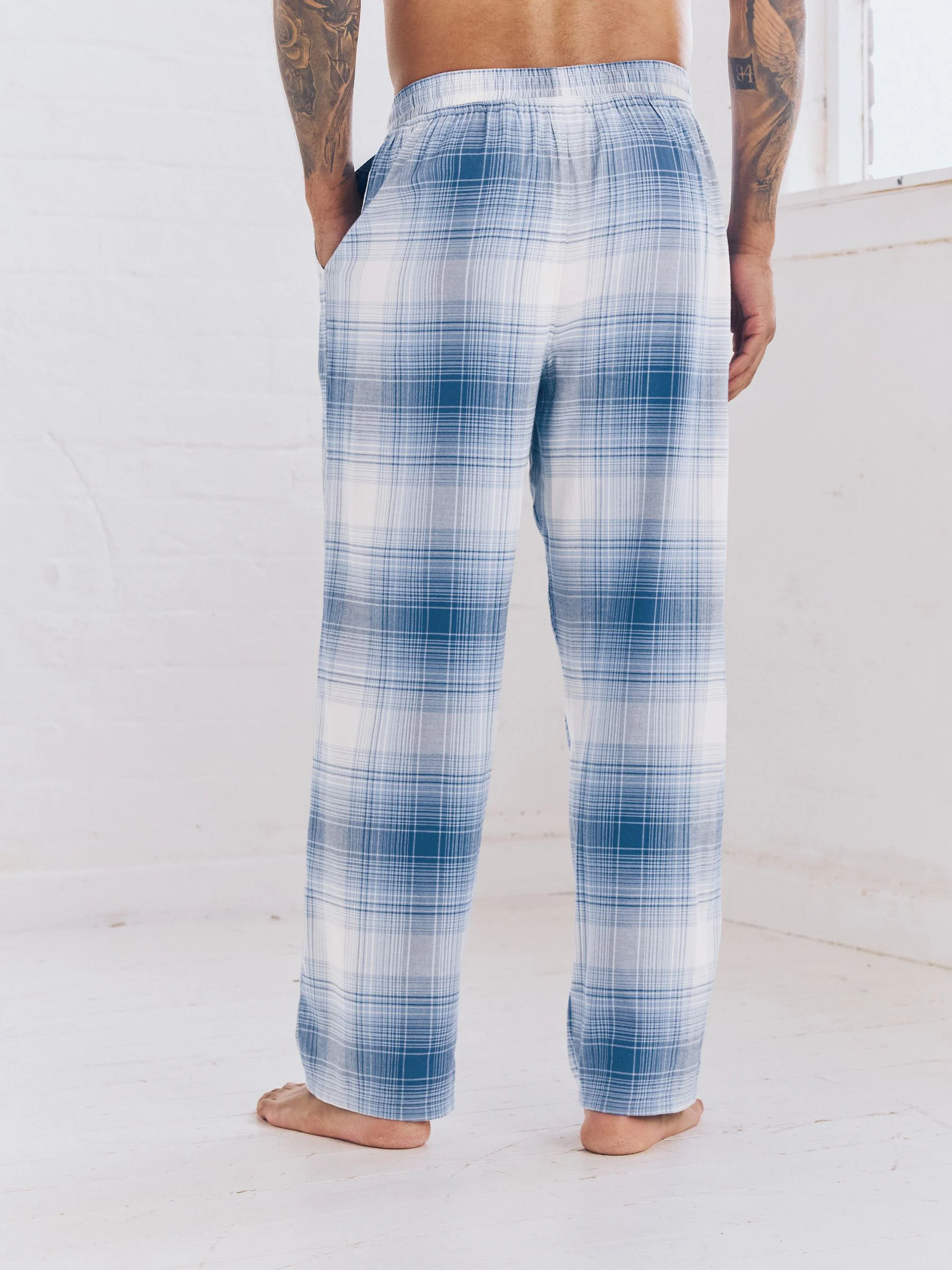 Marineblauw geruit - Geweven pyjamabroeken 2 pack