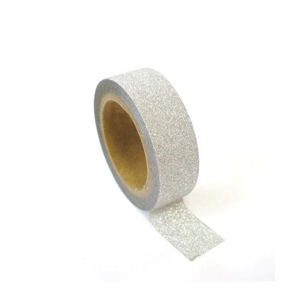 Masking tape à paillettes 1,5 cm x 5 m - argenté