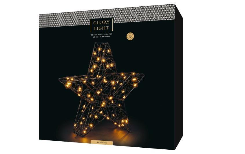 Tischdeko 3D Star Nero M, 28 cmLED Weihnachtsdekoration